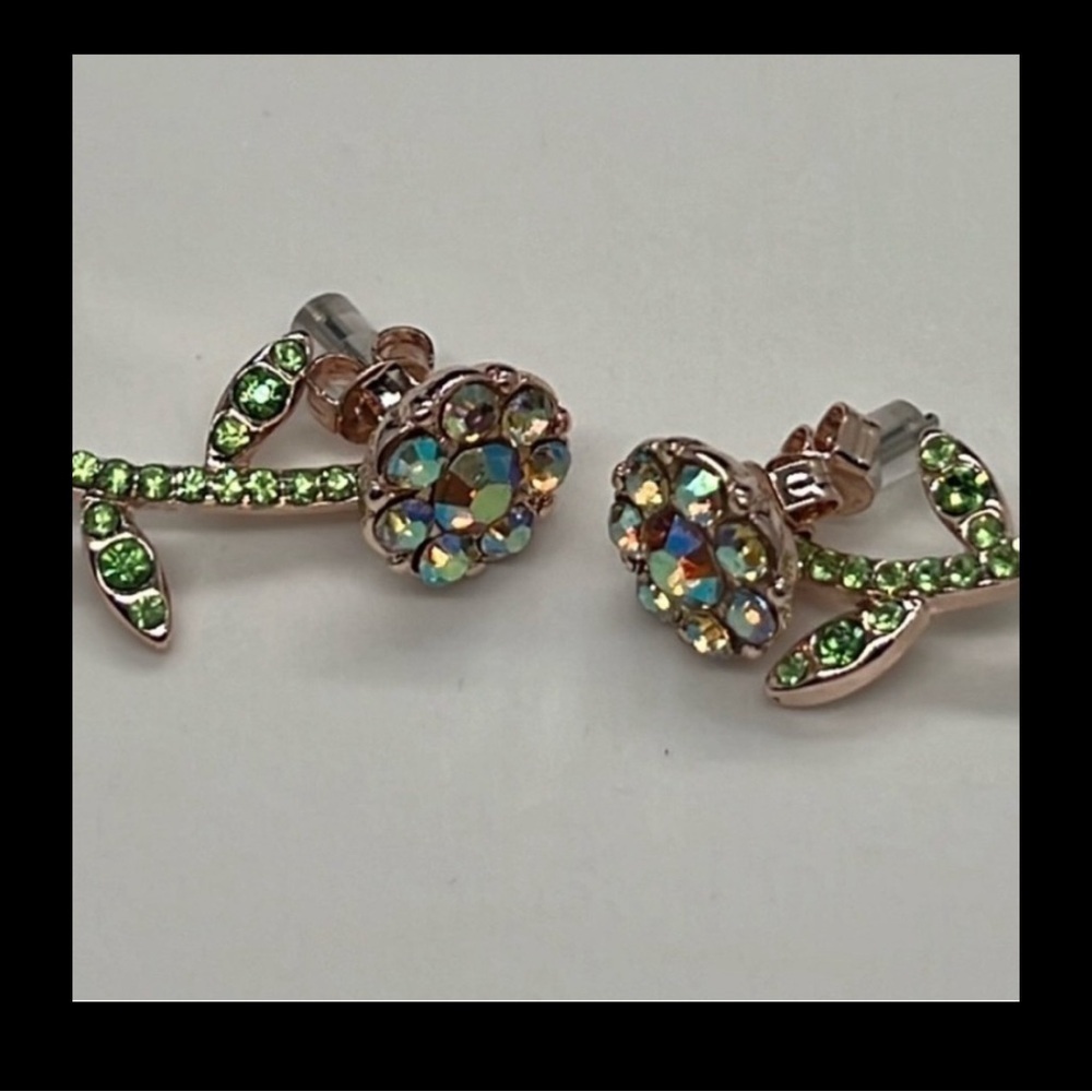 Betsy Johnson fruity petals flower with stem earrings